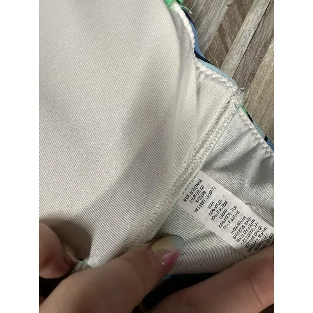 Aerie Bikini Top Womens Med Green Abstract Bandeau Padded